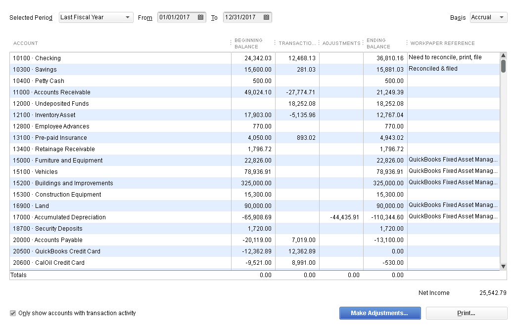 set up trial balance in quickbooks for mac